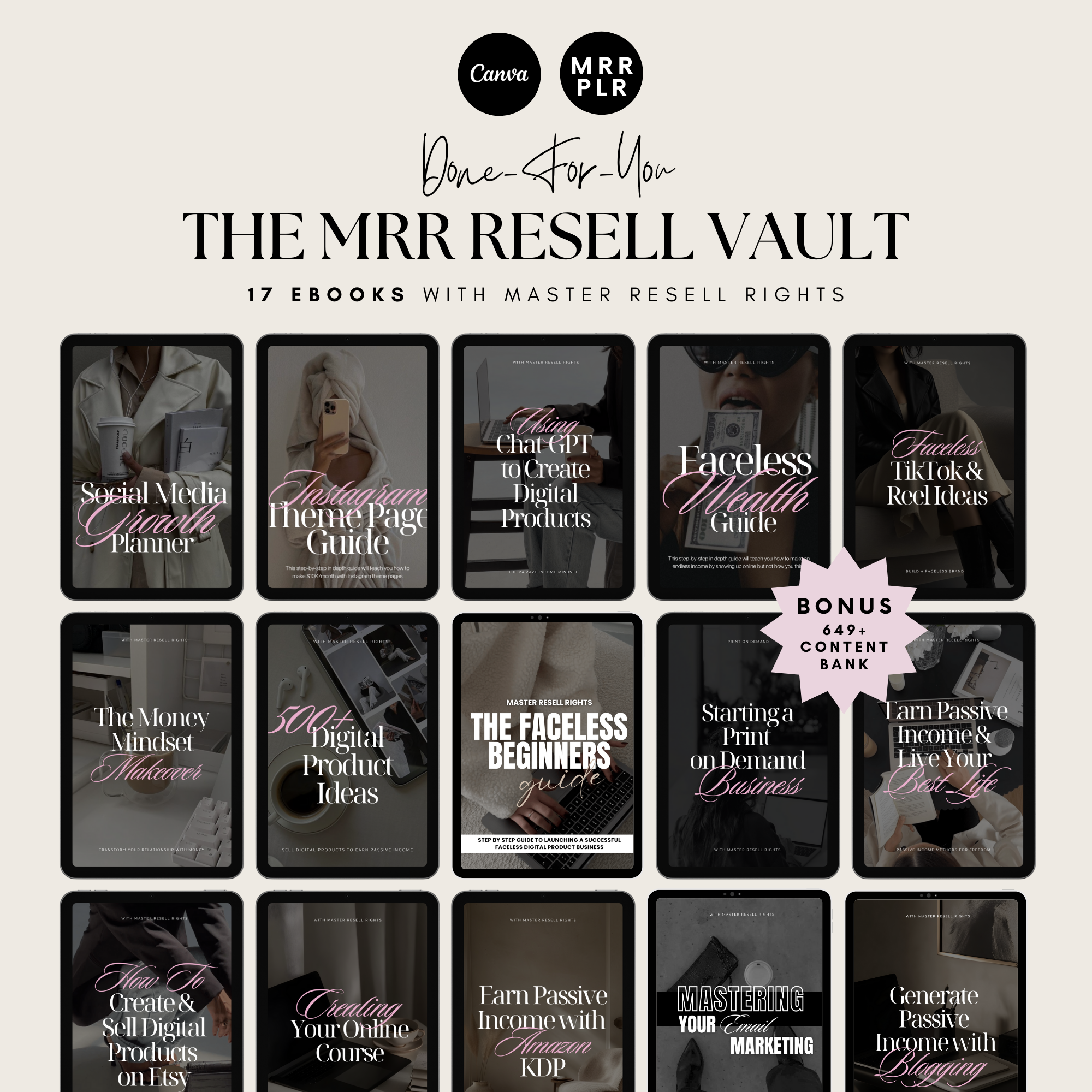 Passive Income eBook Bundle with Master Resell Rights – Elevate Her Studio