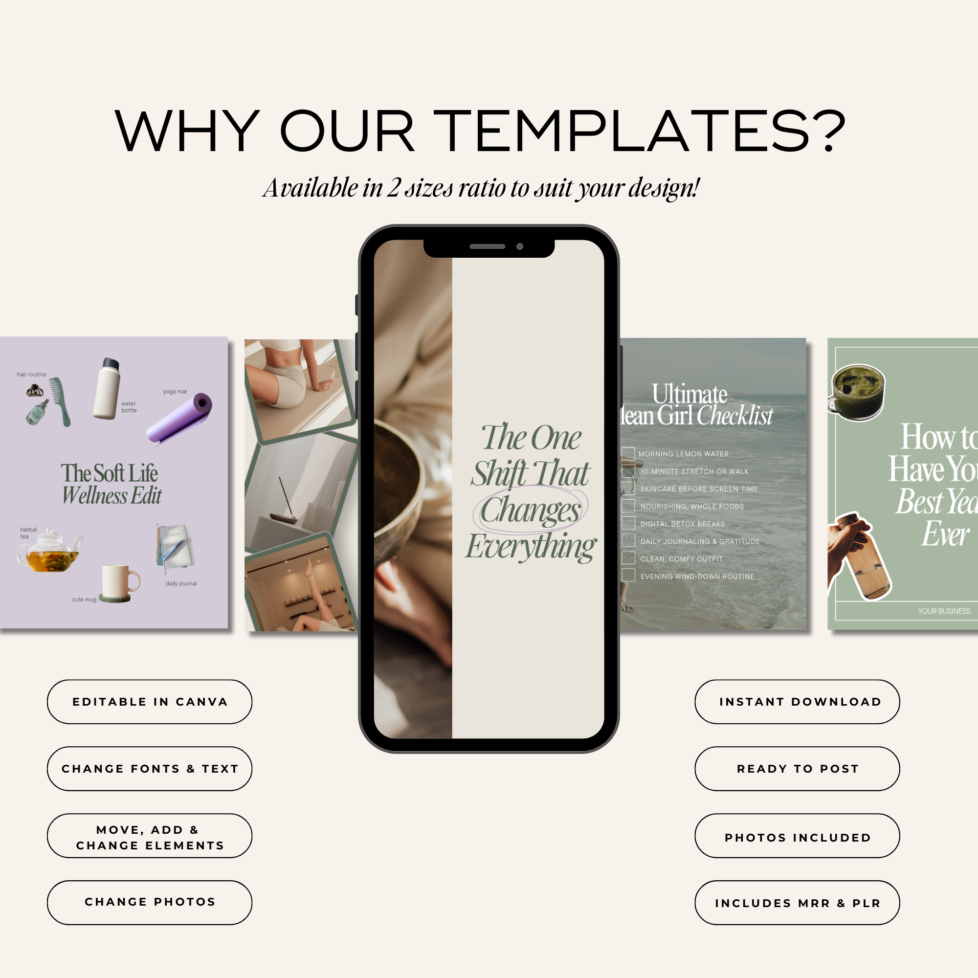 Wellness Instagram Templates Bundle - Digital Product Elevate Her Studio