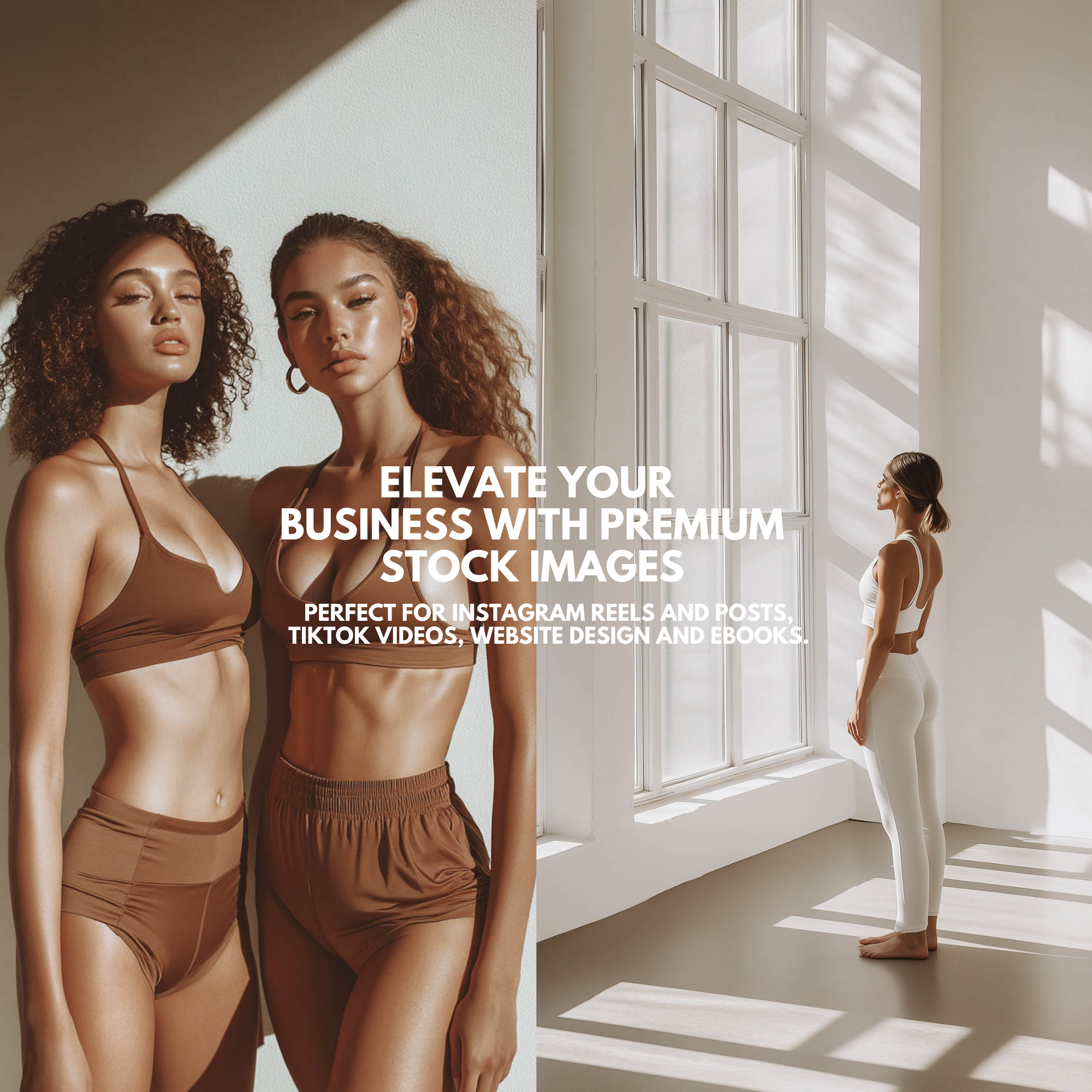 Premium Pilates and Yoga stock photo bundle with 130 images, ideal for web design, ebooks, and social media marketing.