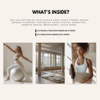 130 Pilates and Yoga stock photos for content creators, including Master Resell Rights, perfect for fitness and wellness promotions.