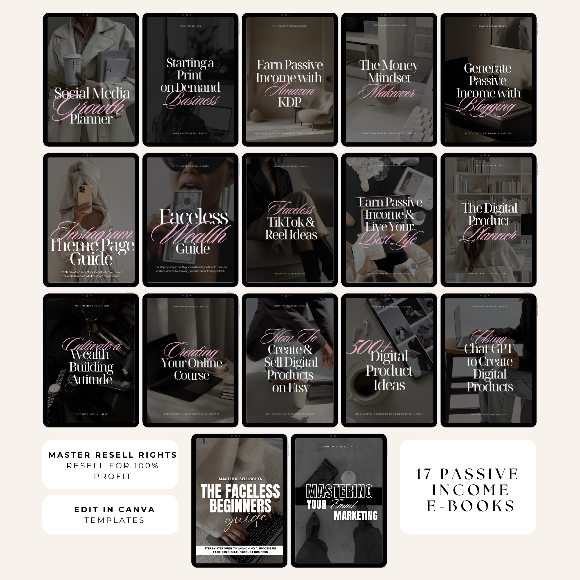 Comprehensive 17 Passive Income Ebook Bundle with MRR, perfect for entrepreneurs and digital creators.