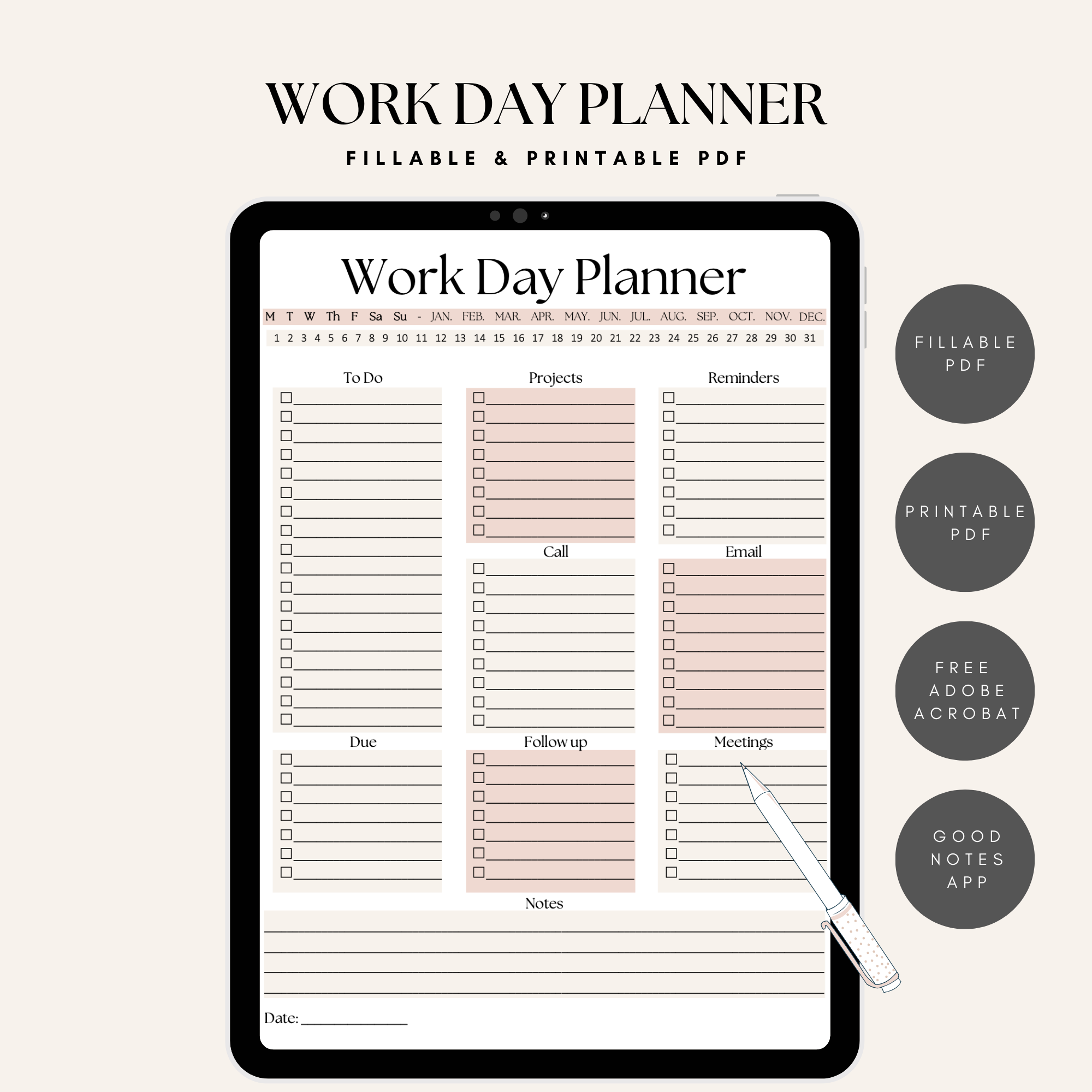 Work Day Planner - Elevate Her Agency