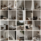 Minimalist and modern interior stock images bundle with high-quality visuals for branding, social media, and website design. Includes 125 JPEGs.