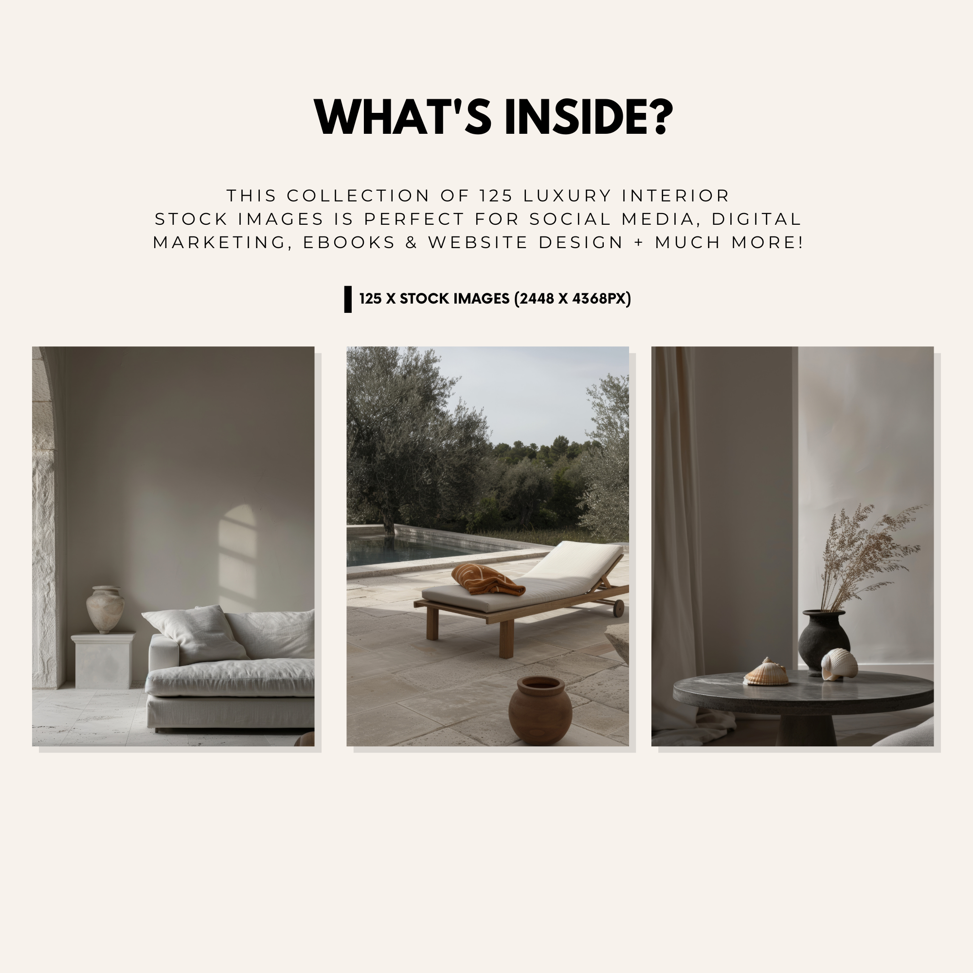 Preview of luxury interior stock images showcasing elegant home decor and modern aesthetics. Ideal for social media, marketing, and branding.