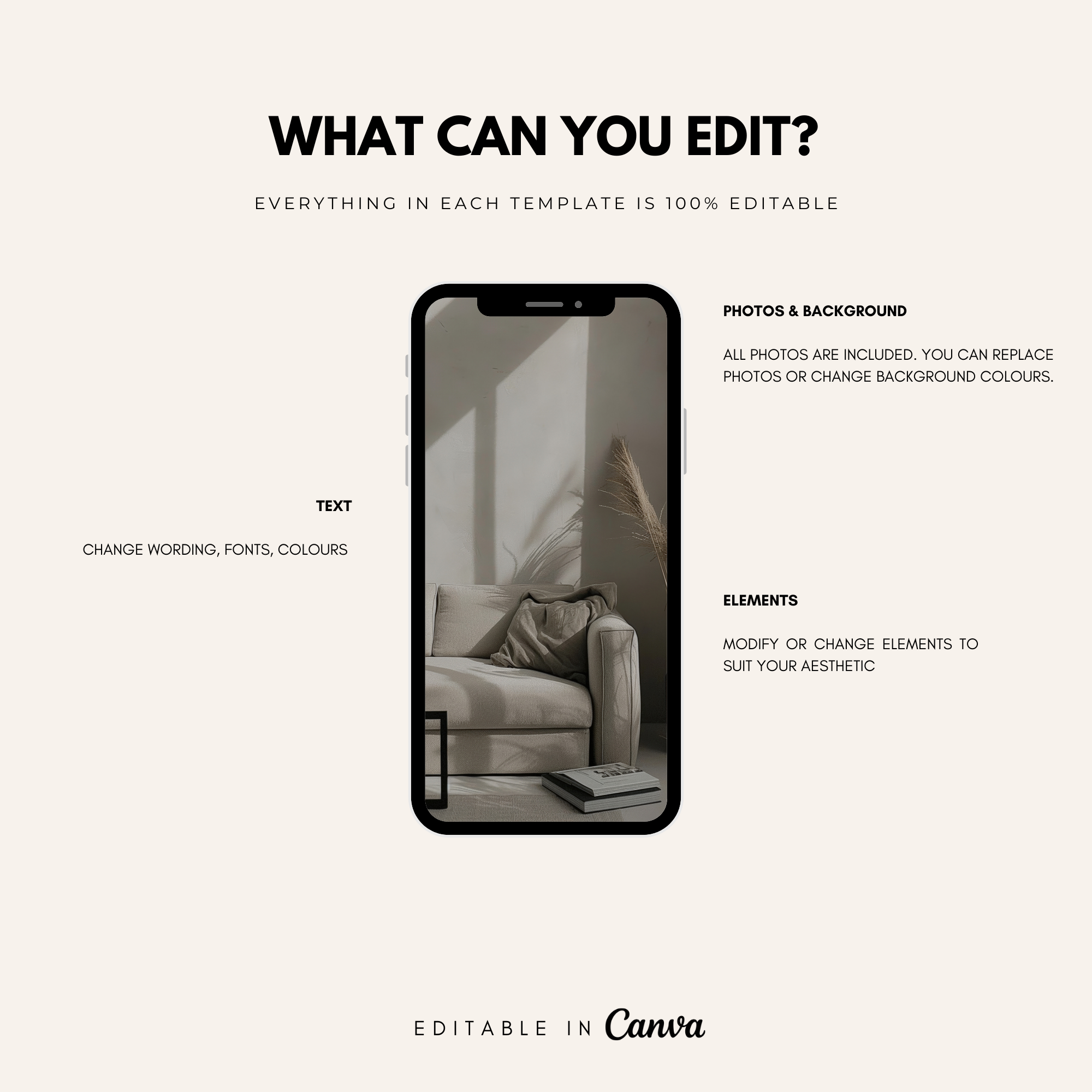Editable luxury stock images for Canva, allowing customization of text, backgrounds, and elements. Perfect for social media and marketing visuals.