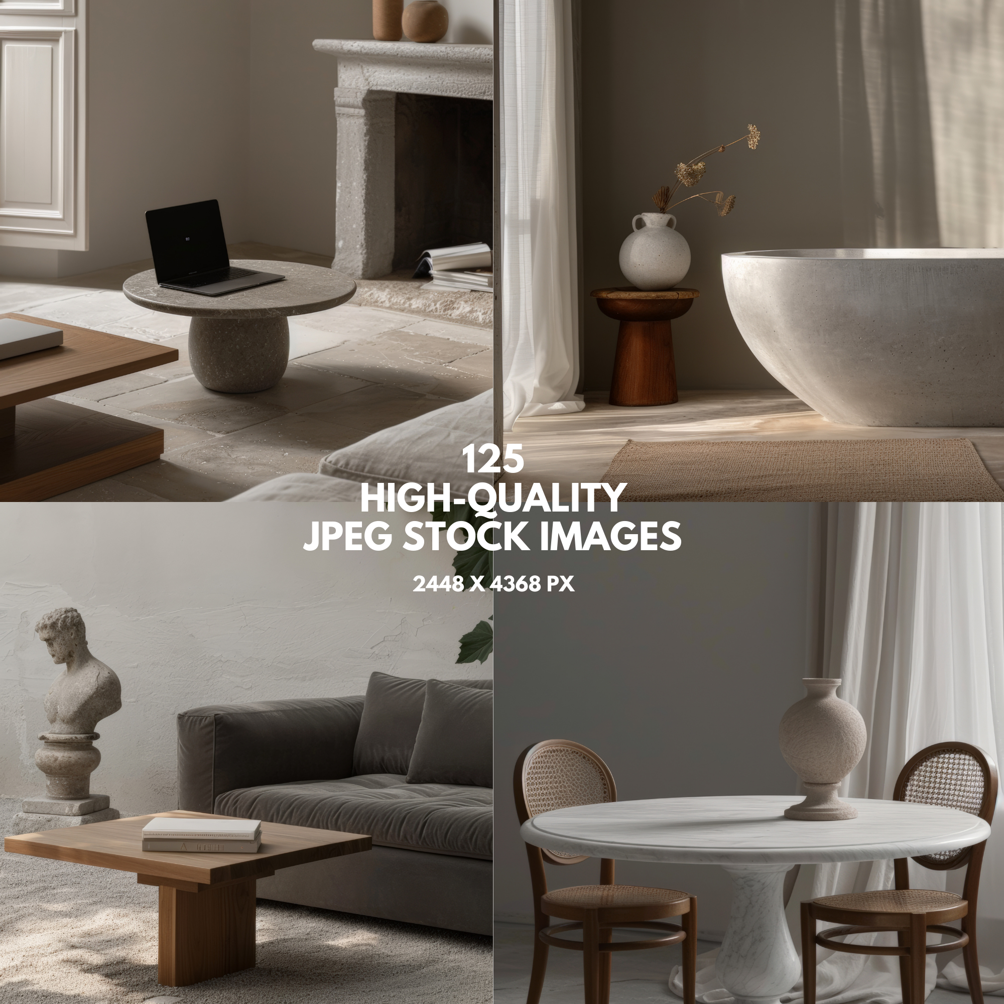 Collection of 125 high-quality JPEG stock images featuring luxury interiors and modern lifestyle aesthetics. Ideal for branding and digital marketing.