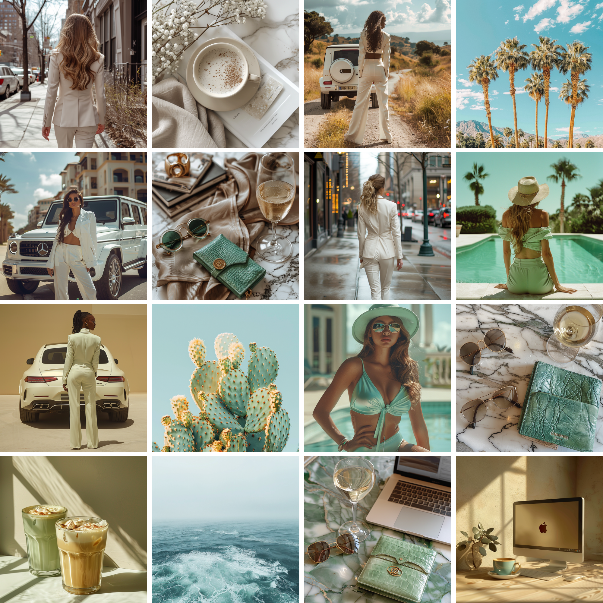 Collage of luxury Boss Babe stock images featuring fashion, lifestyle, and business themes. Ideal for entrepreneurs, coaches, and influencers.
