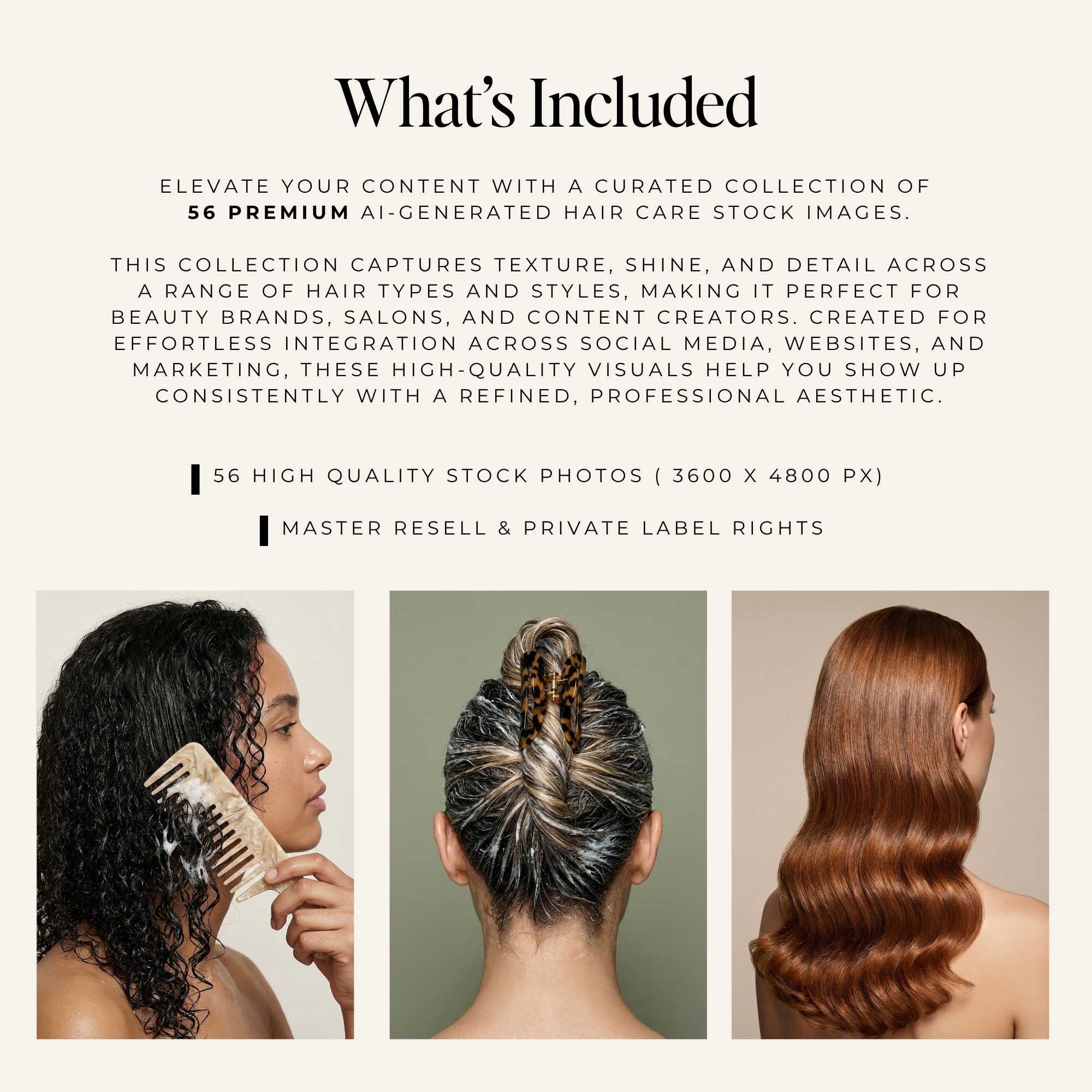 Hair Care Stock Photo Collection - Digital Product Elevate Her Studio