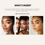 Preview of 100 Beauty Stock Photos for Stunning Visuals with Master Resell Rights, showcasing high-resolution portraits ideal for branding and social media.