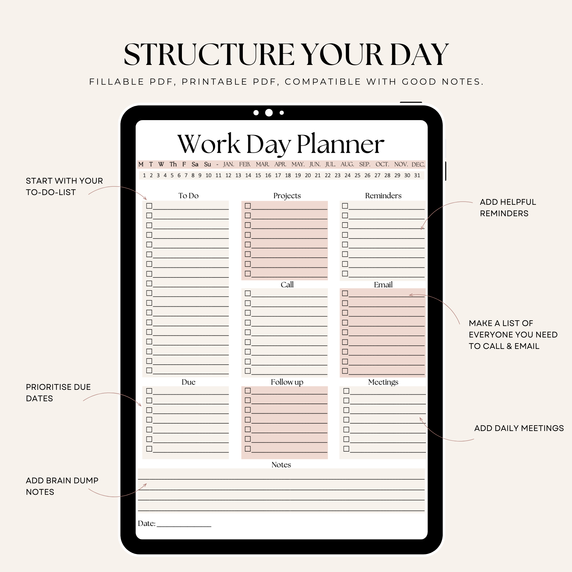 Work Day Planner - Elevate Her Agency