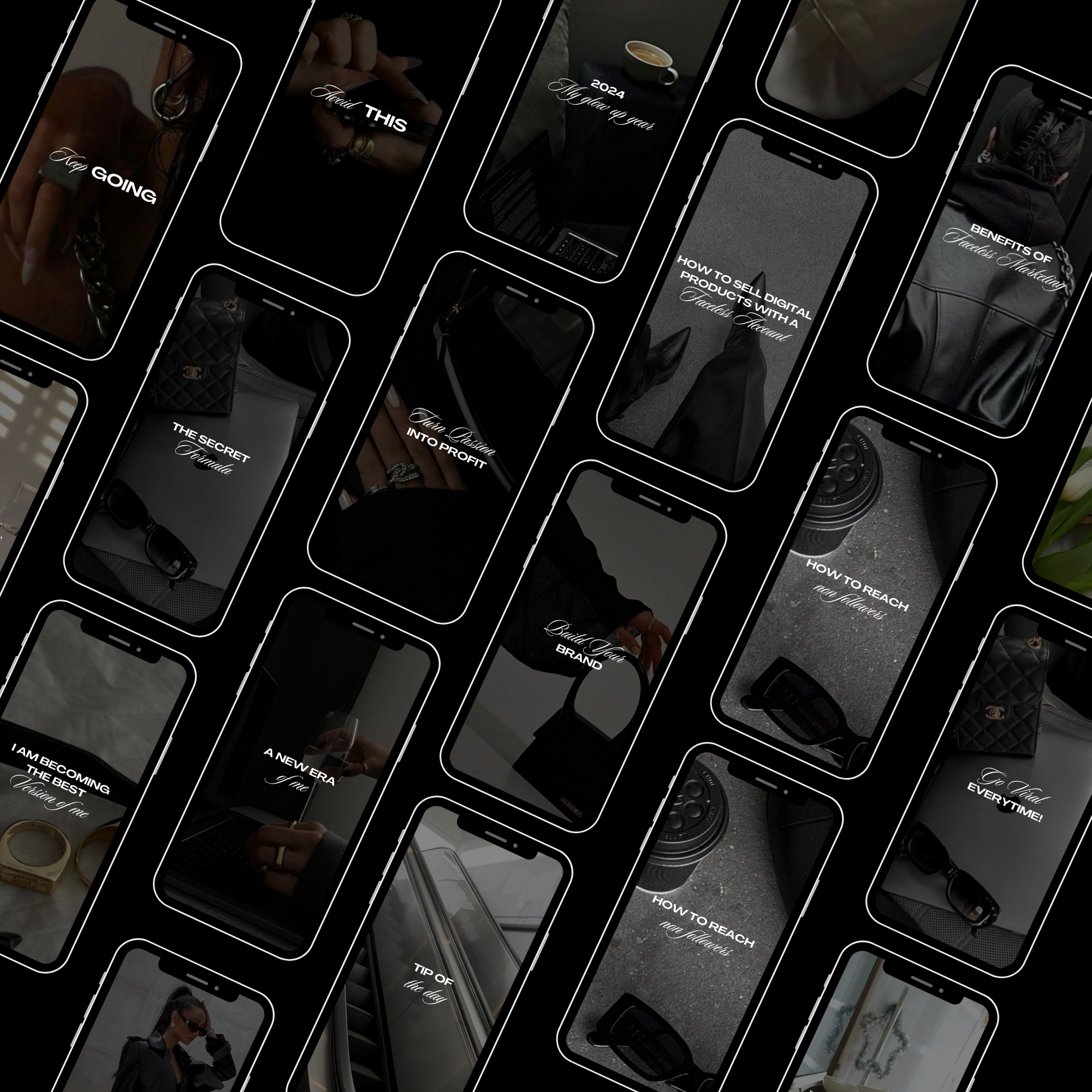 50 Dark & Modern Instagram Templates - Elevate Her Agency