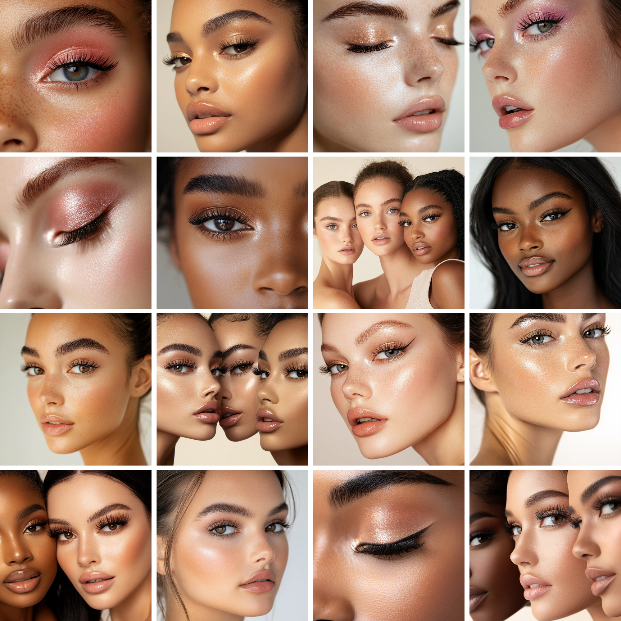 Curated collection of eyelash technician stock images featuring diverse beauty looks, perfect for beauty professionals and digital marketing.