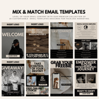 Versatile faceless marketing email templates featuring promotional offers, giveaways, and customer engagement designs.