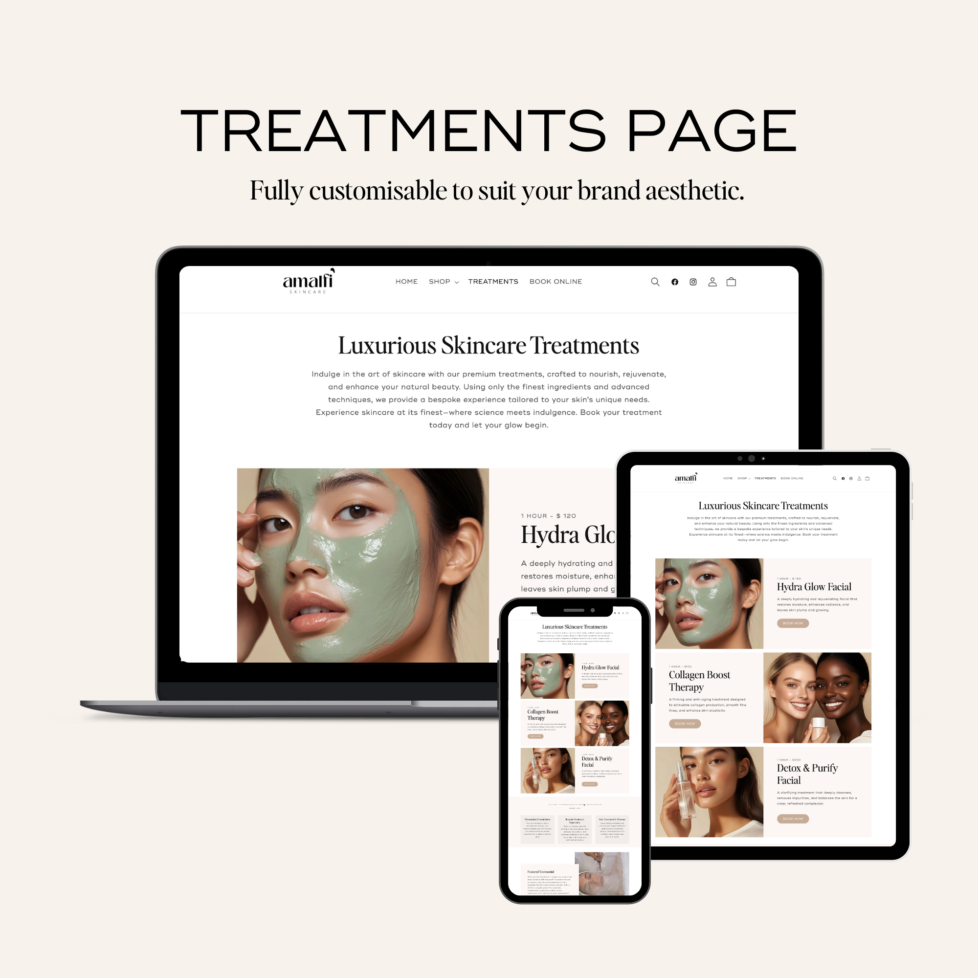 Elegant Shopify template for high-end skincare brands. Fully customizable for a seamless shopping experience