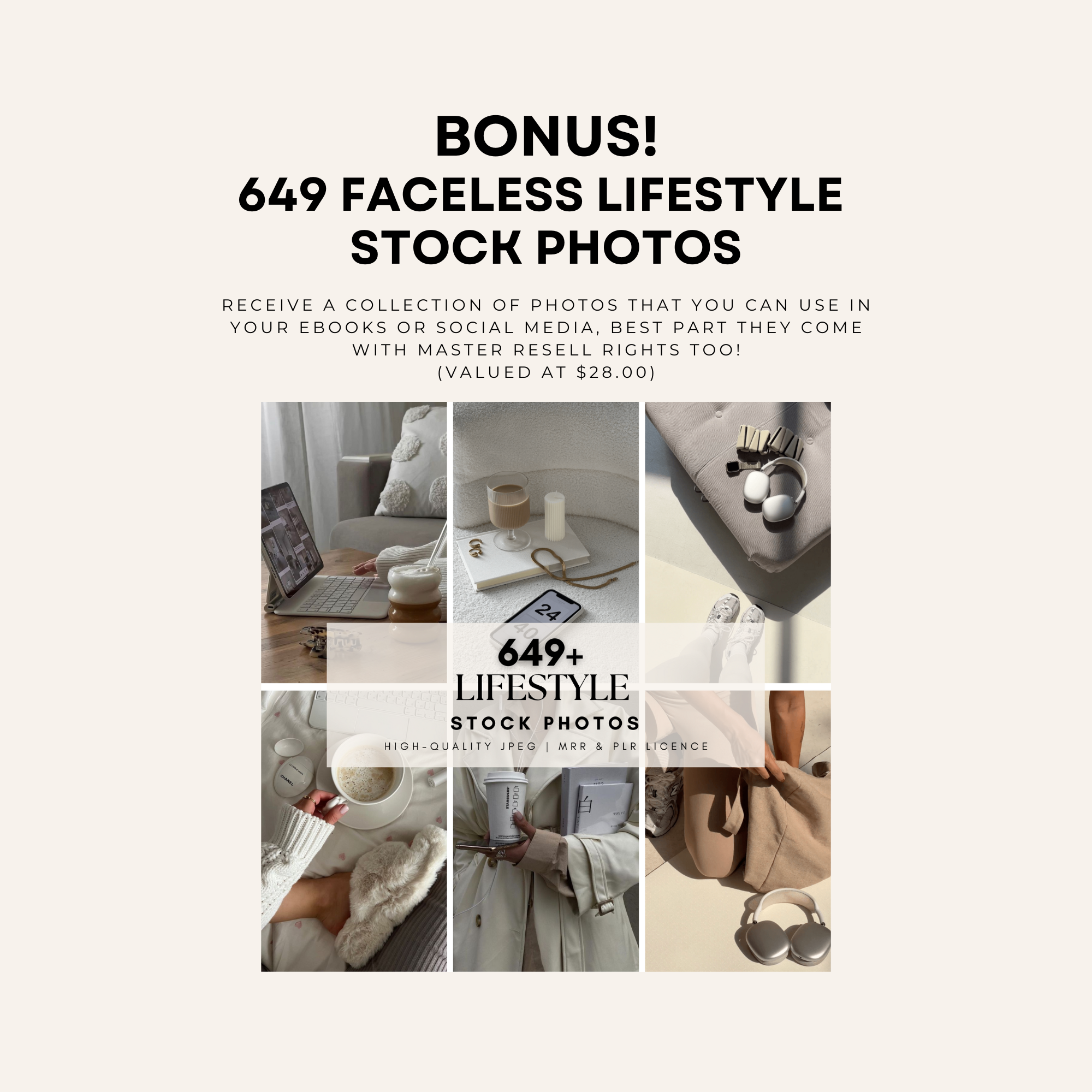 Bonus 649 Faceless Lifestyle Stock Photos