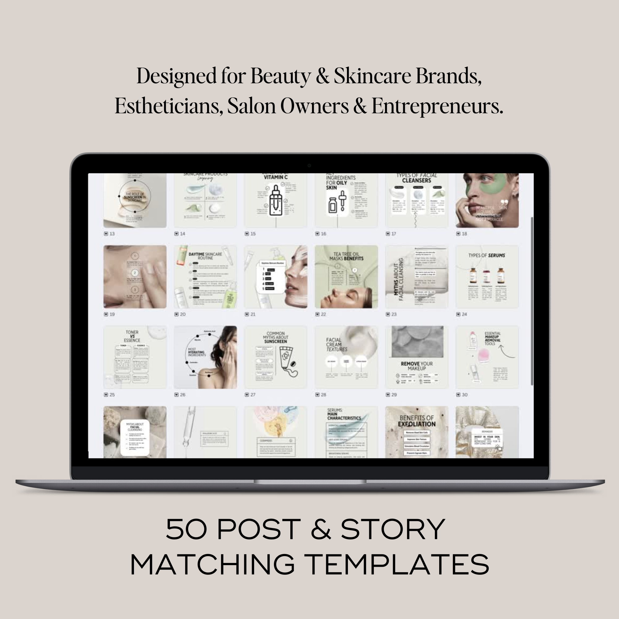 50 Skincare Instagram Template Collection - Elevate Her Agency