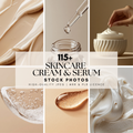 Skincare cream and serum stock images bundle with master resell rights. High-quality visuals for beauty brands, digital marketing, and content creation.