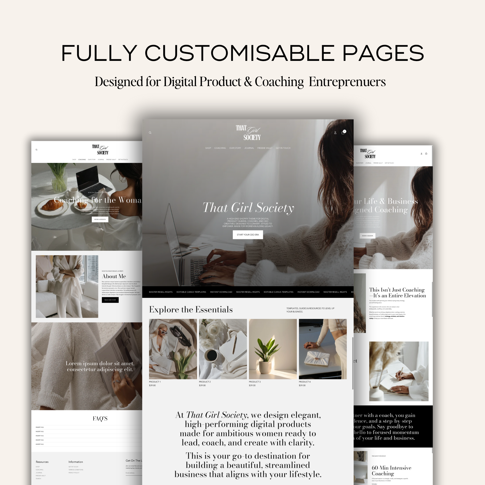 Digital Product Shopify Website Template - Elevate Her Agency