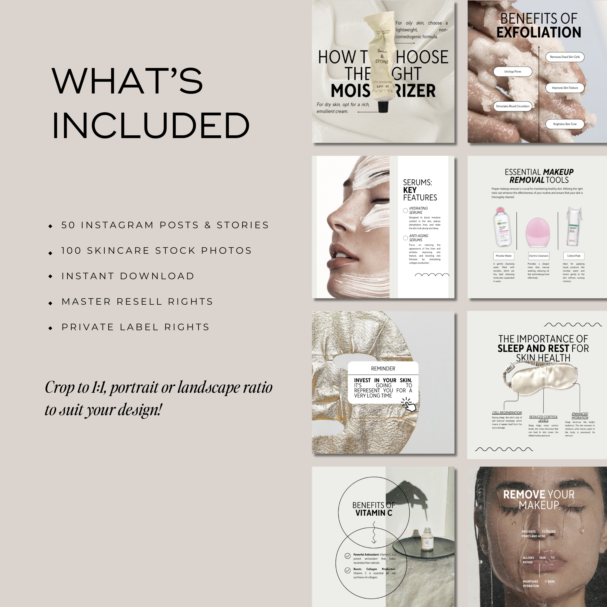 50 Skincare Instagram Template Collection - Elevate Her Agency