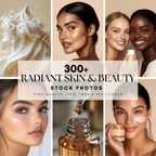 Collection of 300+ radiant skin and beauty stock images featuring glowing skincare routines, beauty products, and natural elegance for beauty brands.