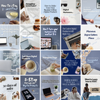 100 Blue Instagram Carousel Template Bundle - Elevate Her Studio