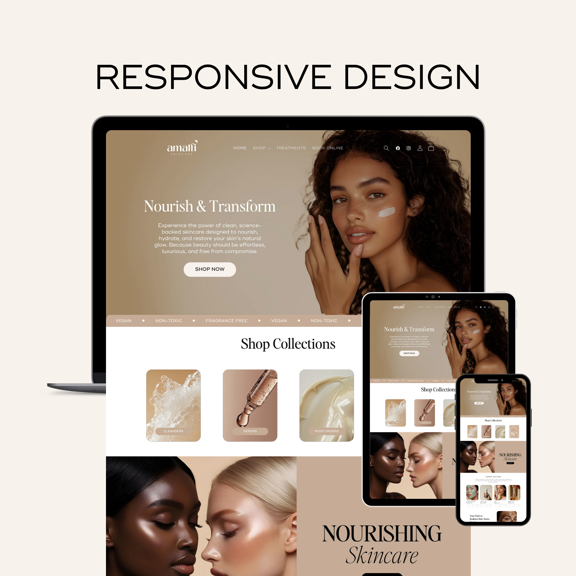 Elegant Shopify template for high-end skincare brands. Fully customizable for a seamless shopping experience