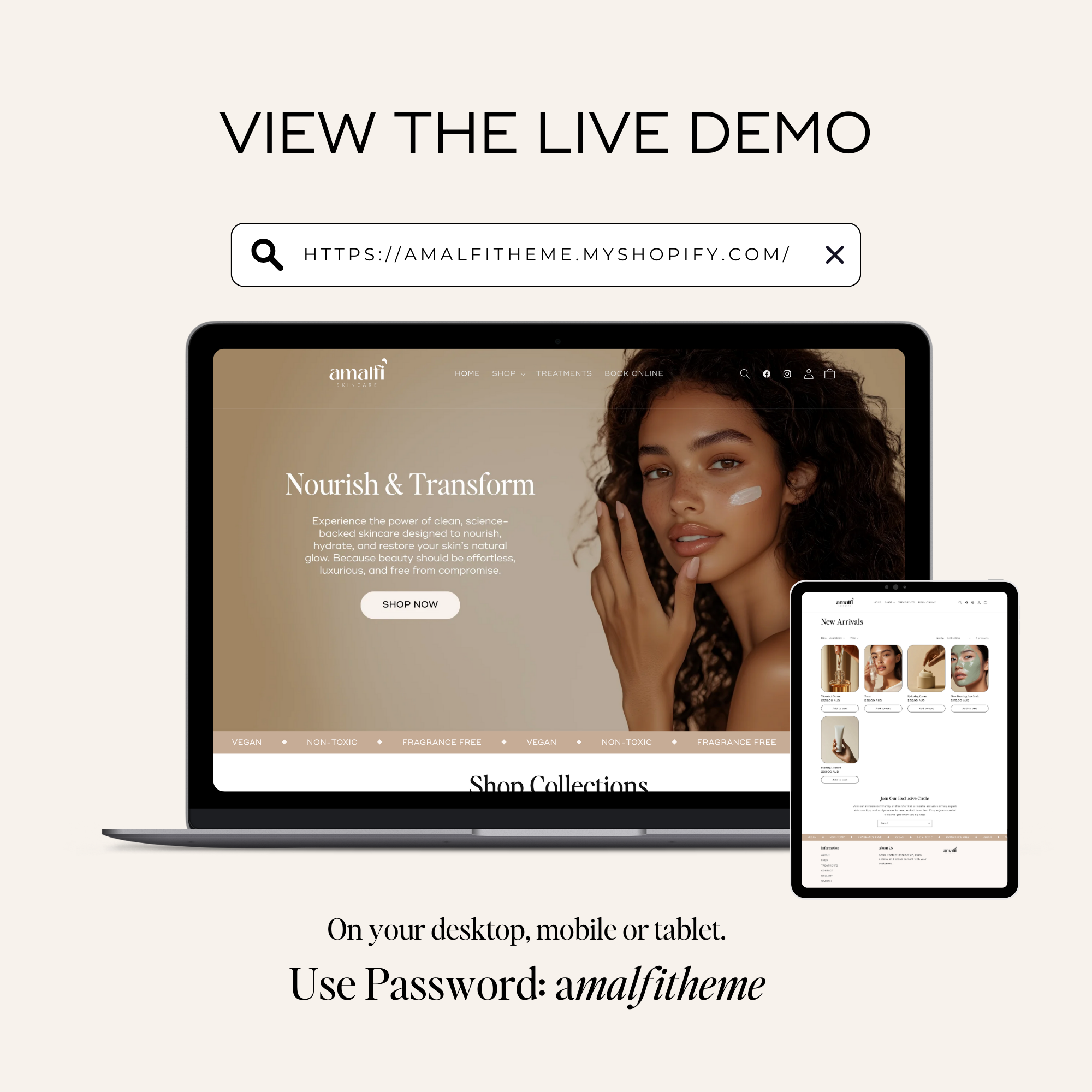 Elegant and customizable Shopify template for luxury skincare. Perfect for beauty brands seeking high conversions.