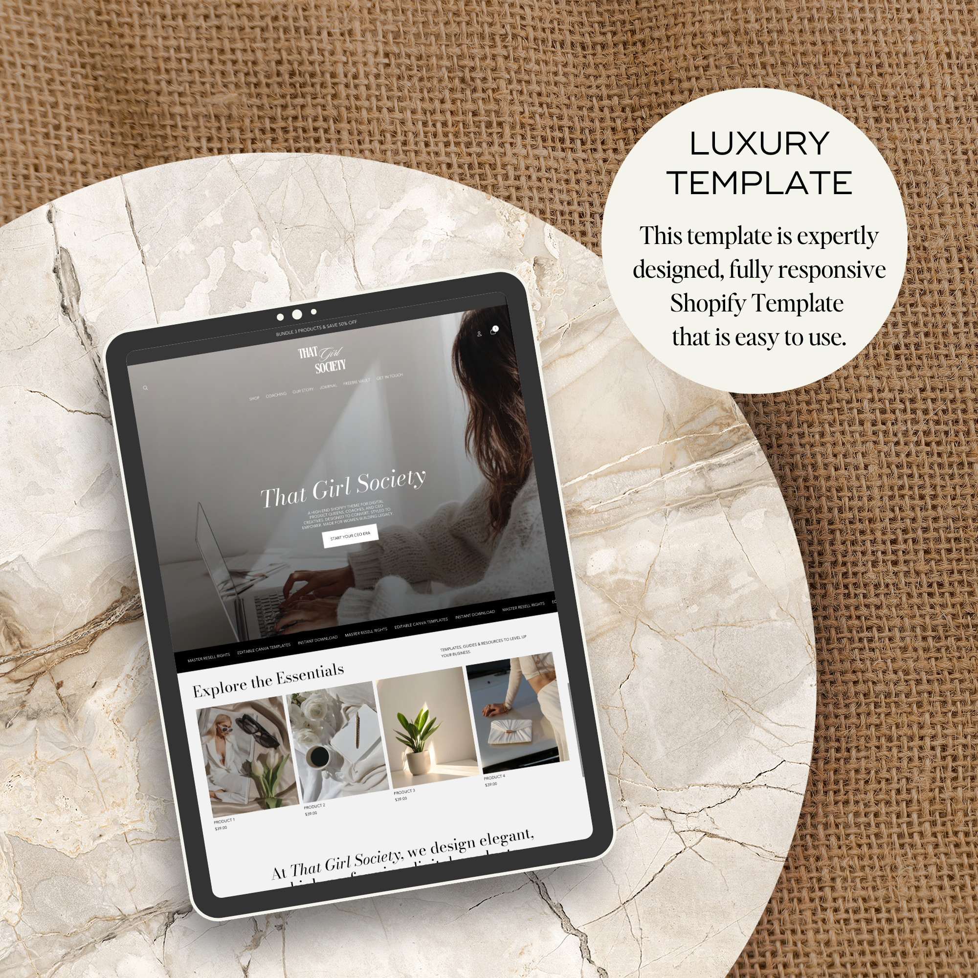 Digital Product Shopify Website Template - Elevate Her Agency