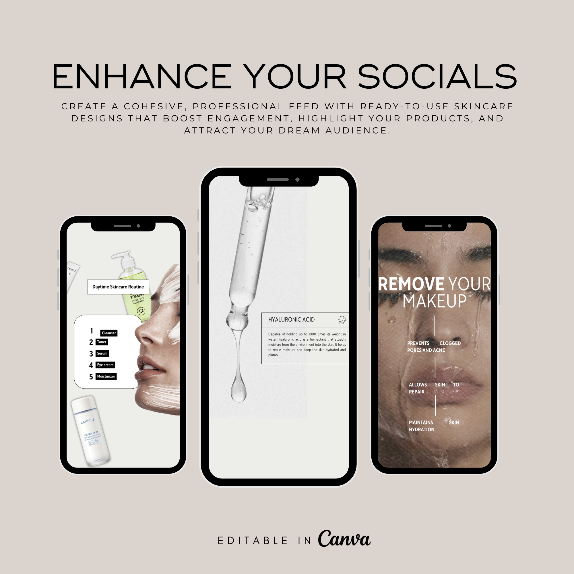 50 Skincare Instagram Template Collection - Elevate Her Agency