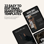 33 customizable email marketing templates for brands, ideal for entrepreneurs and small businesses. Enhance your email campaigns with stylish designs.