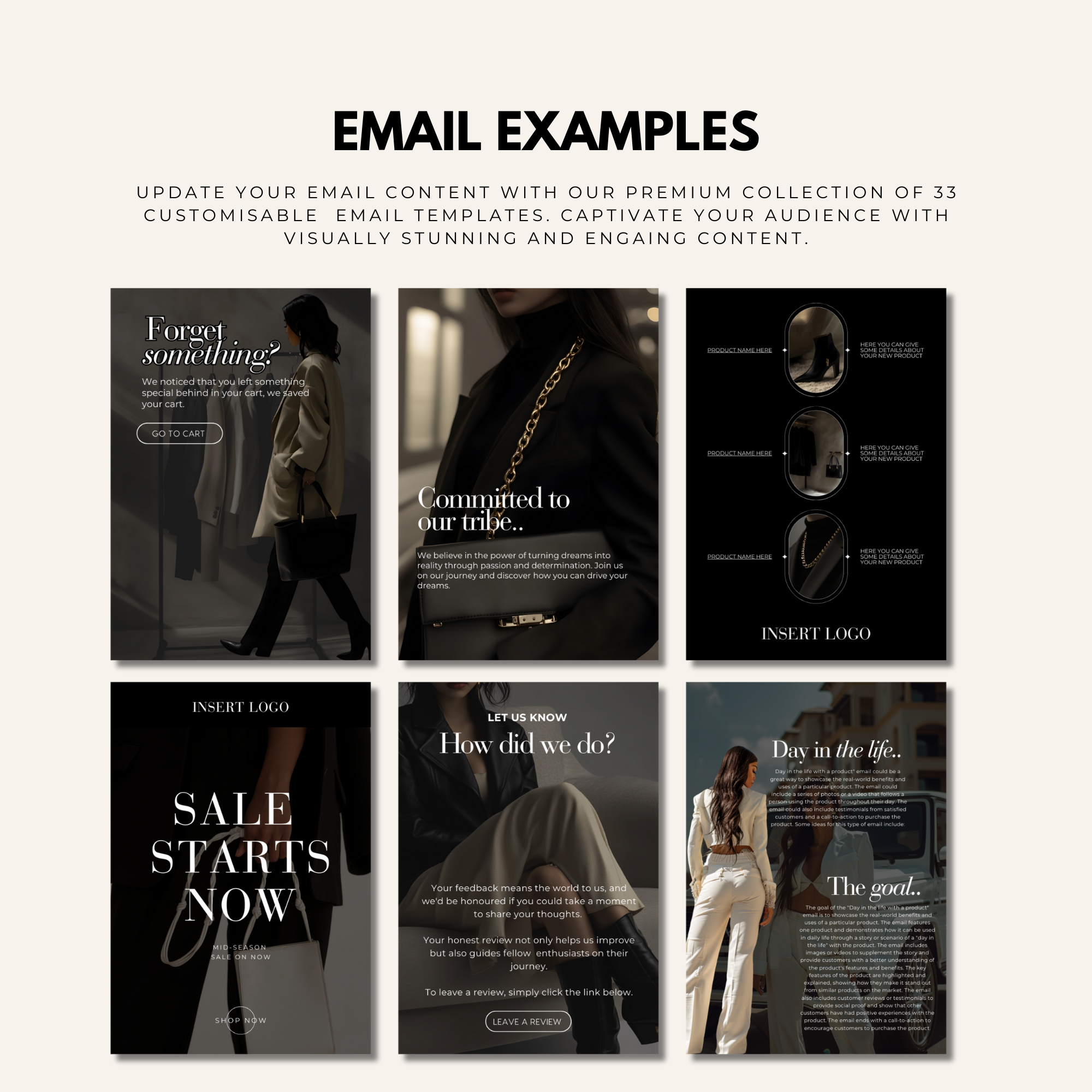 Elegant email marketing templates showcasing stylish and professional designs. Ideal for businesses looking to improve their email engagement.