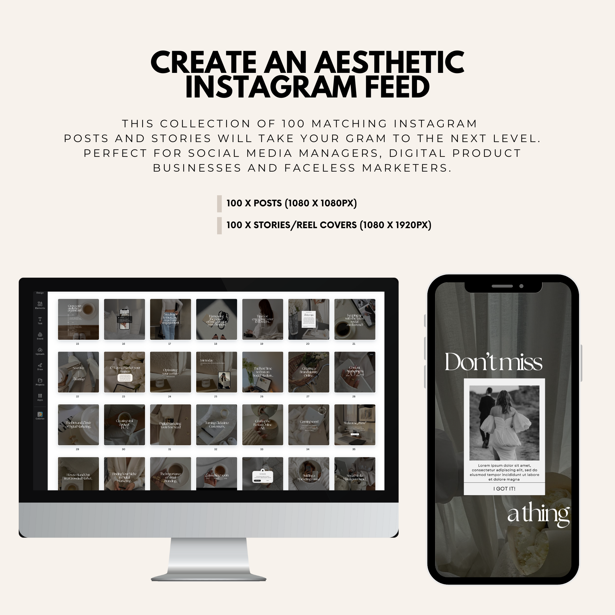 200 Social Media Marketing Templates - Elevate Her Agency