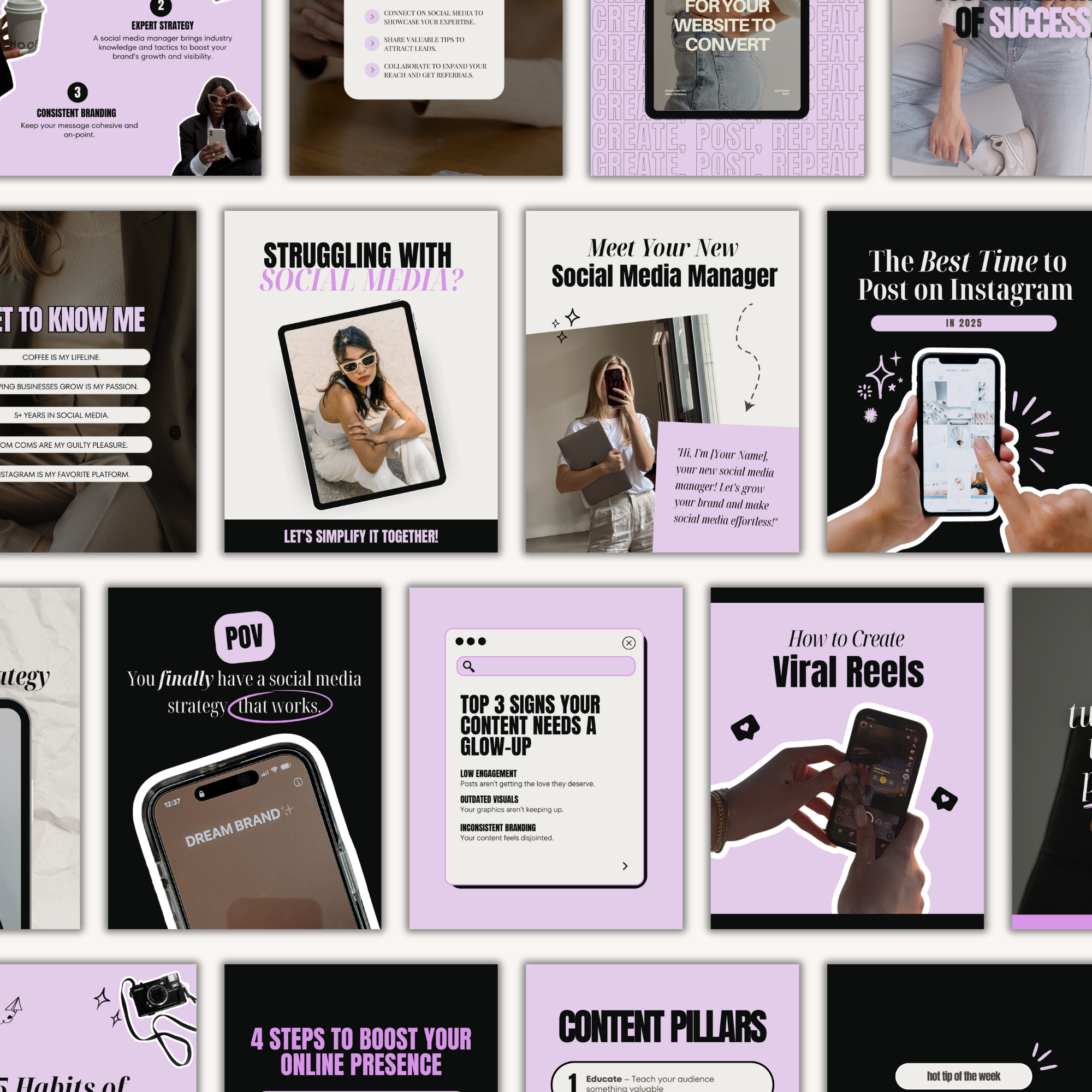 Instagram templates editable in Canva for coaches and digital product sellers