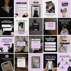 Collage of various social media posts with text and images on a grid layout.