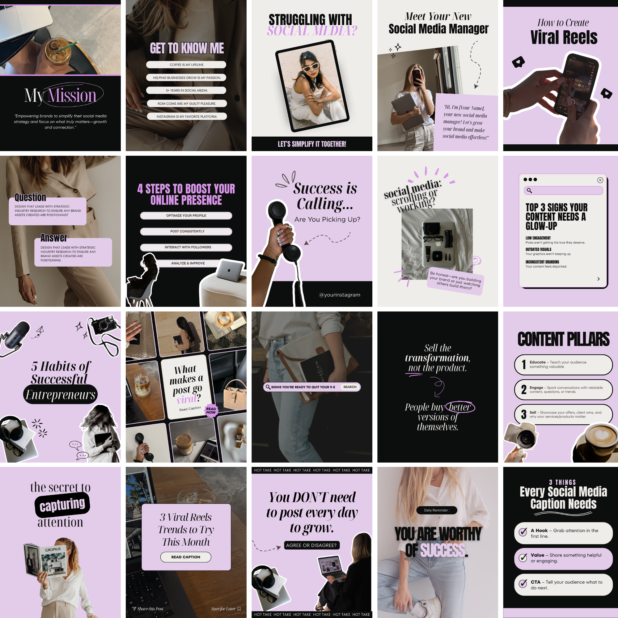 Instagram templates editable in Canva for coaches and digital product sellers