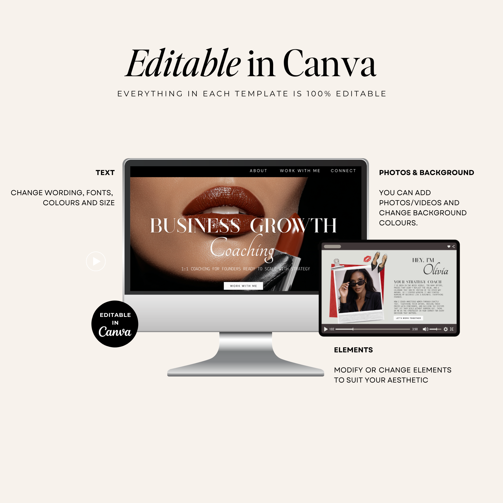 Coaching Canva Website Template - Digital Product Elevate Her Studio