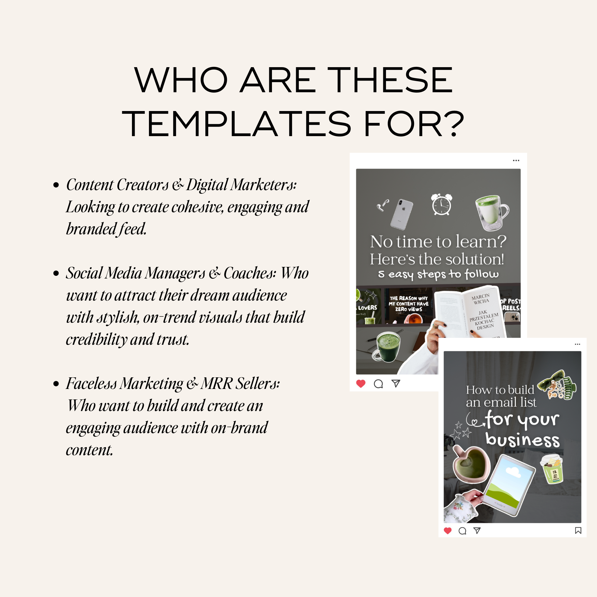 200 Matcha Green Instagram Template Bundle - Elevate Her Studio