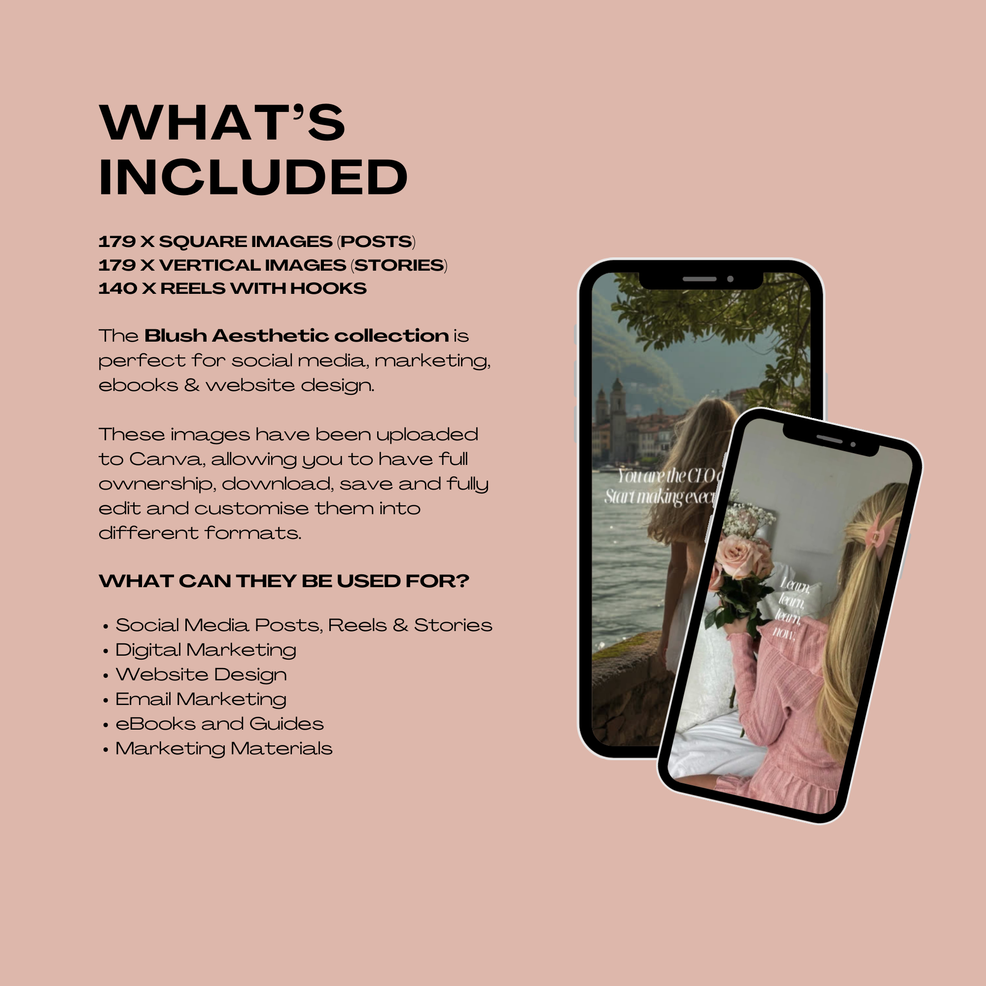 170 Blush Pink Stock Photos & Reels Bundle - Elevate Her Agency