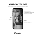 Customizable vision board phone wallpaper template displayed on a smartphone. Edit text, photos, backgrounds, and elements to match your aesthetic. Compatible with Canva.