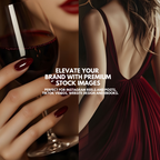 Premium dark cherry red stock images for branding, showcasing a woman in a red dress and hand holding wine glass with matching nails.
