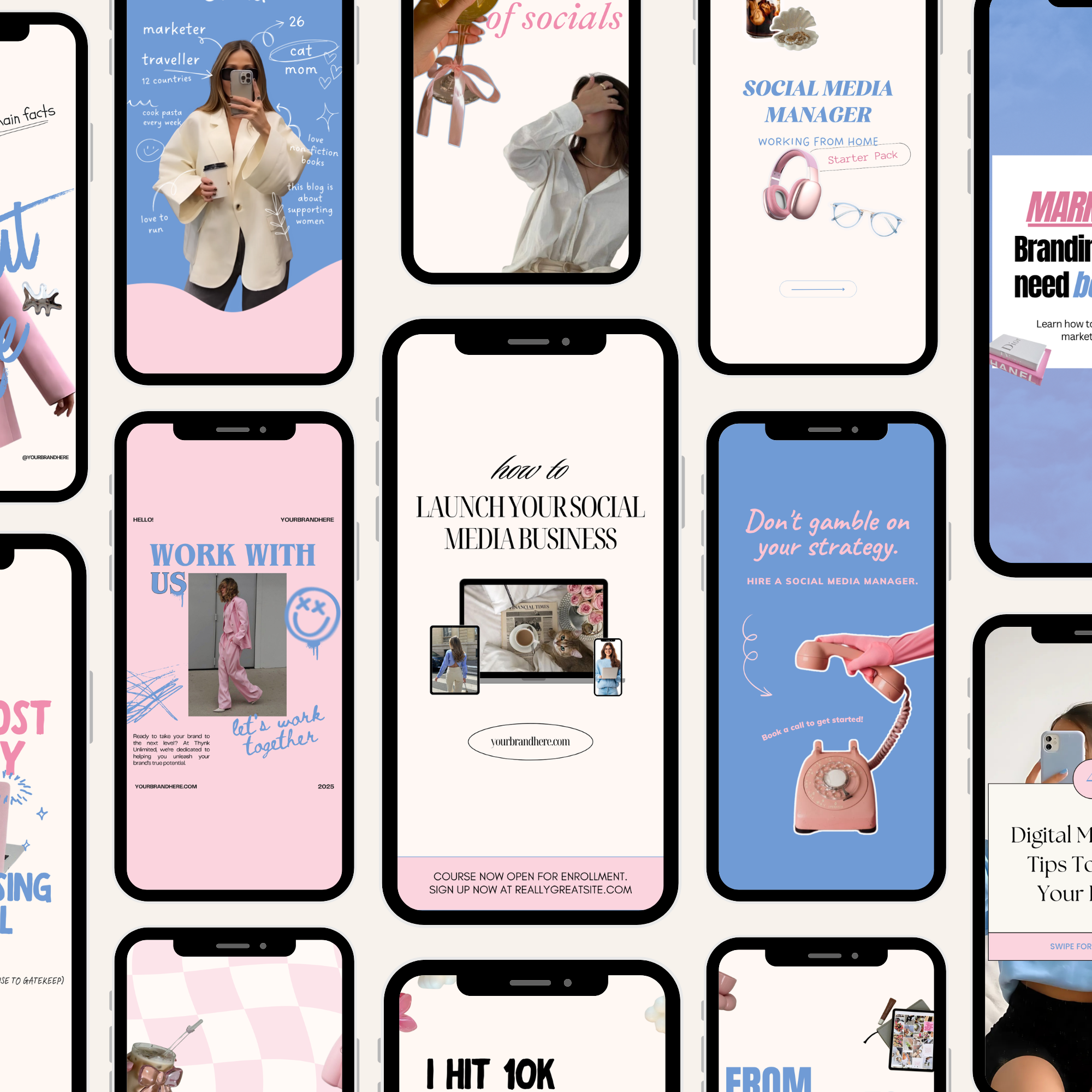 50 Social Media Manager Instagram Canva Templates - Elevate Her Studio