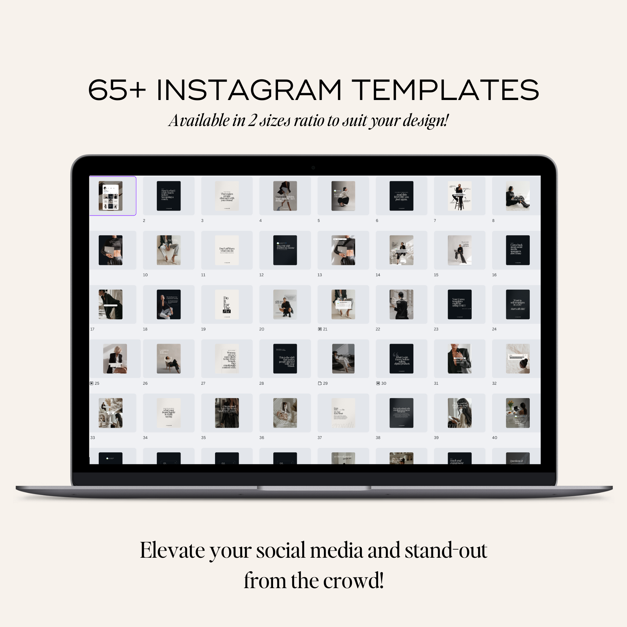 Luxury Noir Instagram Template Bundle - Elevate Her Studio