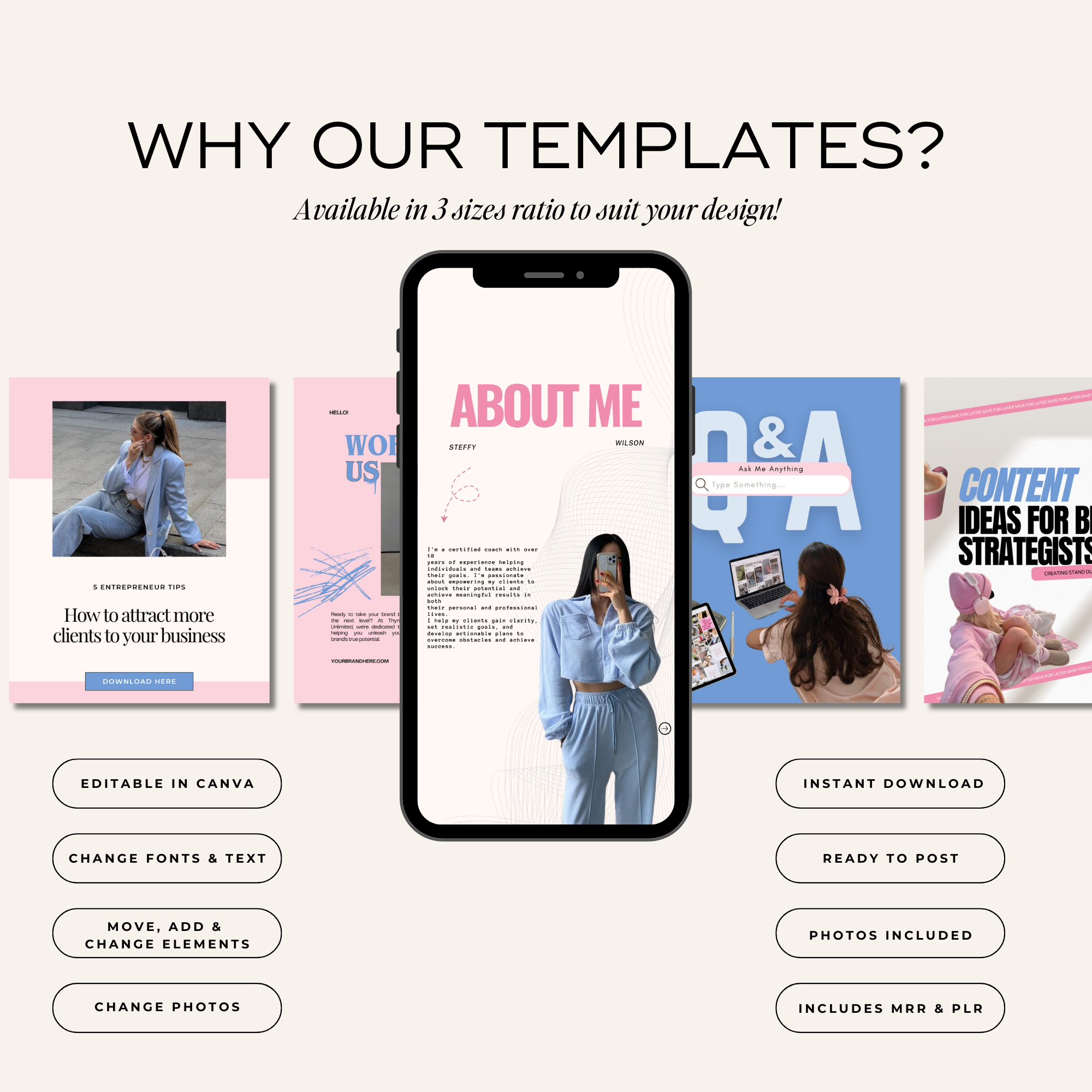 50 Social Media Manager Instagram Canva Templates - Elevate Her Studio
