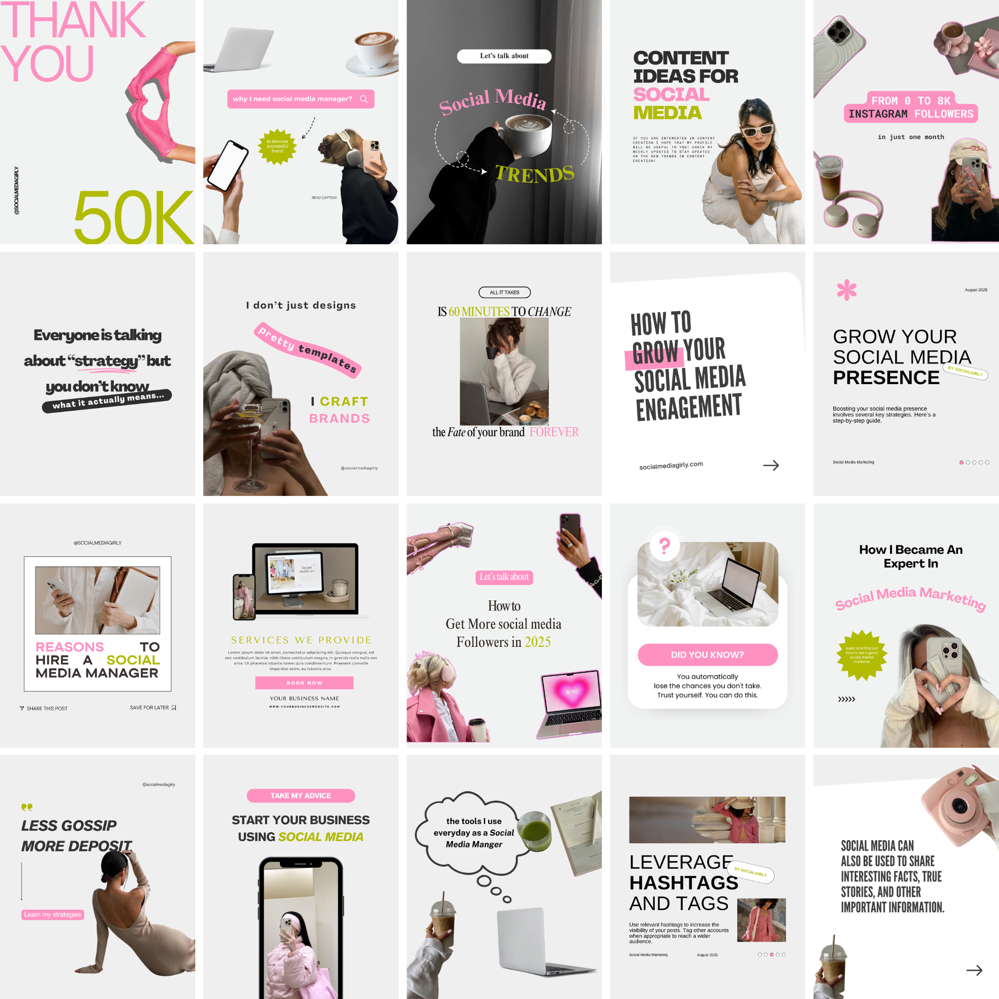 65 Girl Boss Instagram Template Bundle - Elevate Her Studio