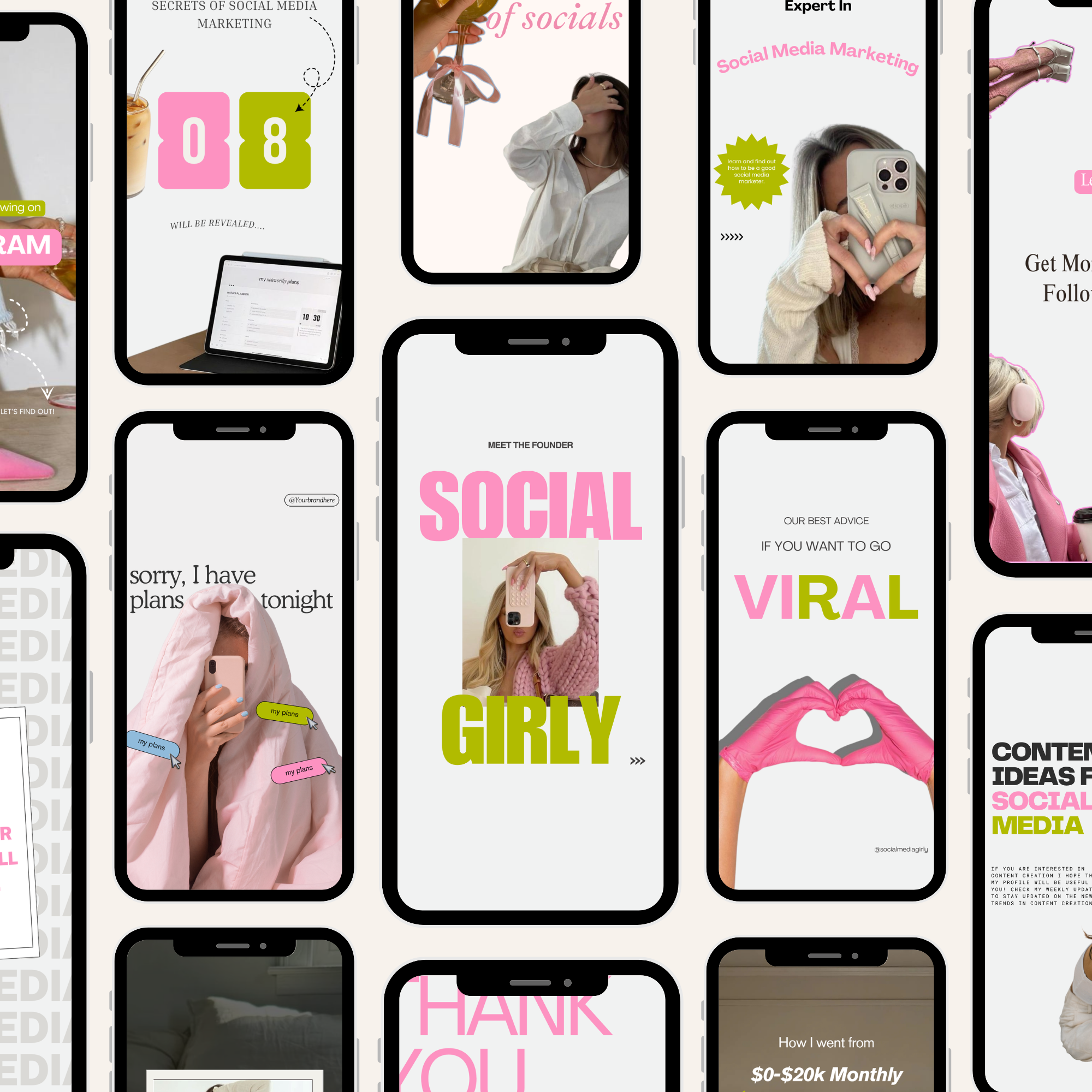 65 Girl Boss Instagram Template Bundle - Elevate Her Studio