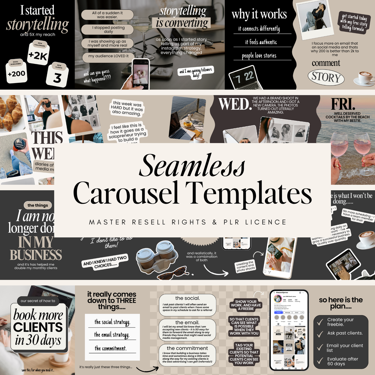 Seamless Instagram Carousel Templates Vol 2 | MRR + PLR – Elevate Her ...