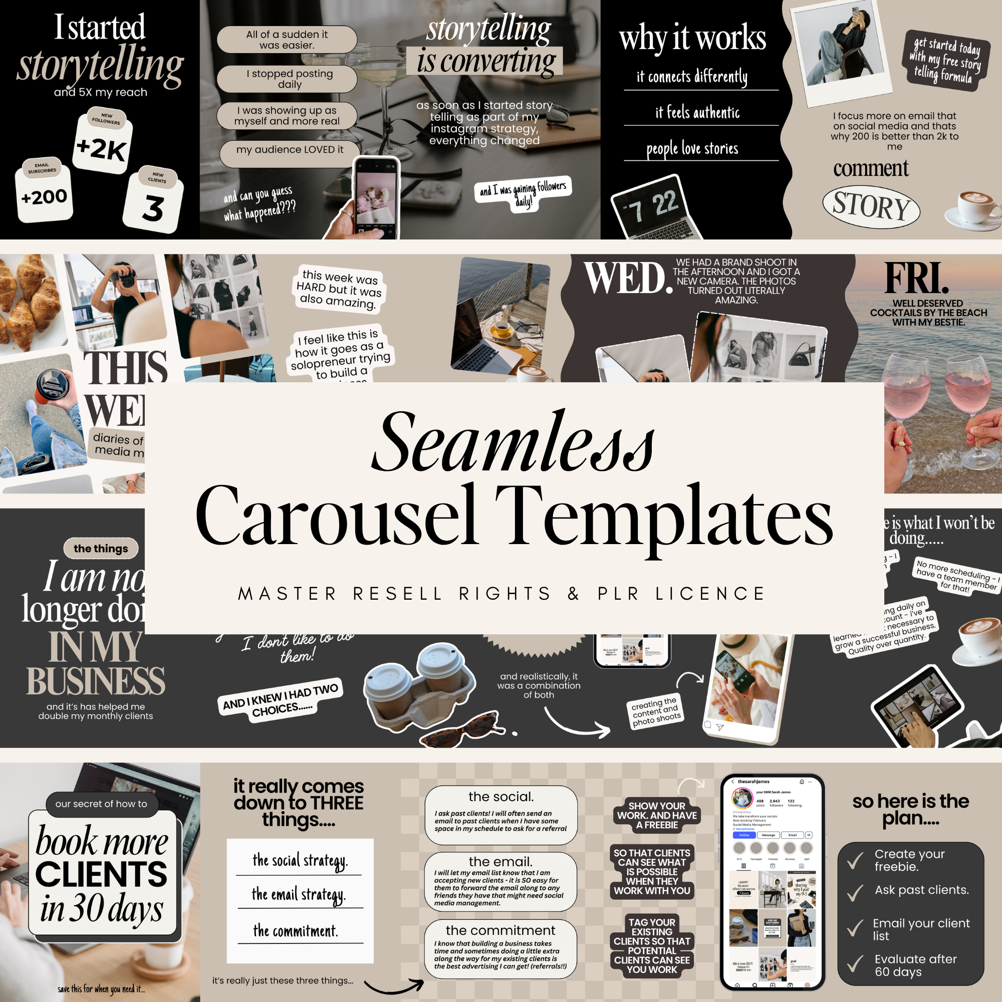 Seamless Instagram Carousel Templates VOL2 - Digital Product Elevate Her Studio
