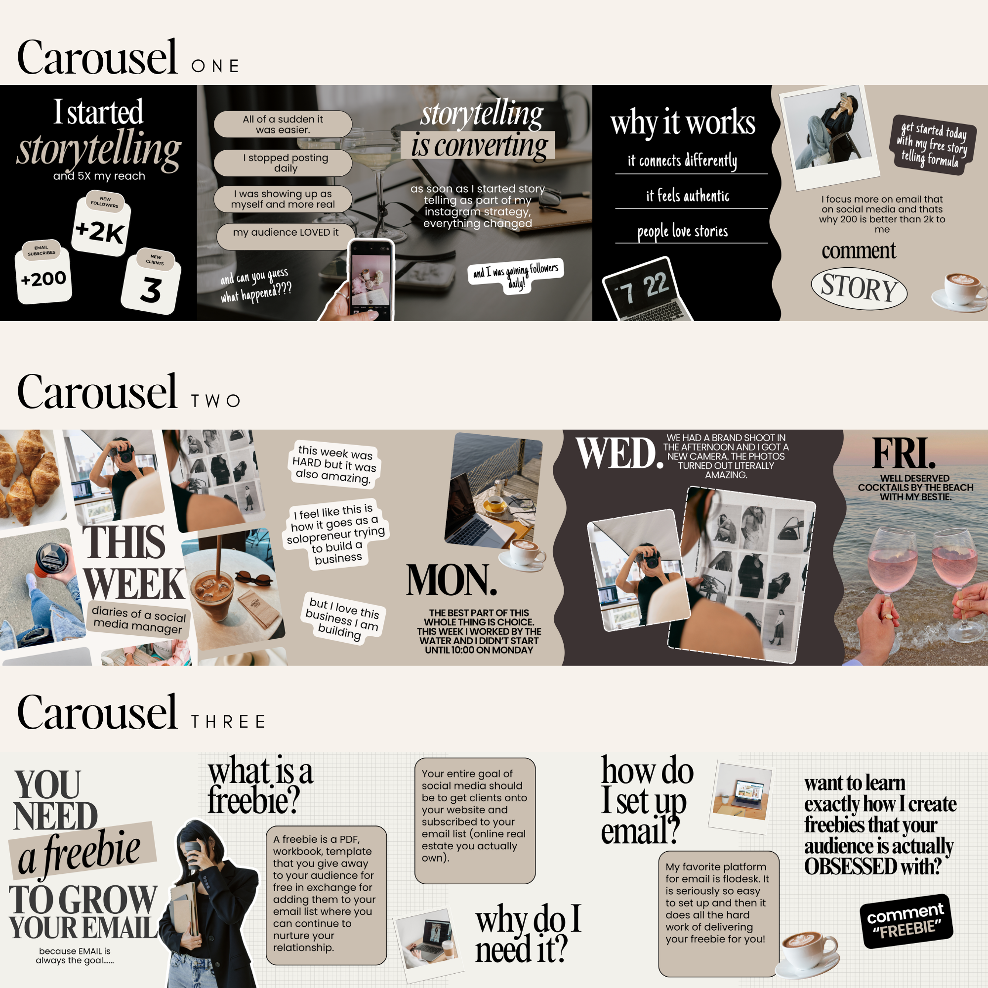 Seamless Instagram Carousel Templates VOL2 - Digital Product Elevate Her Studio