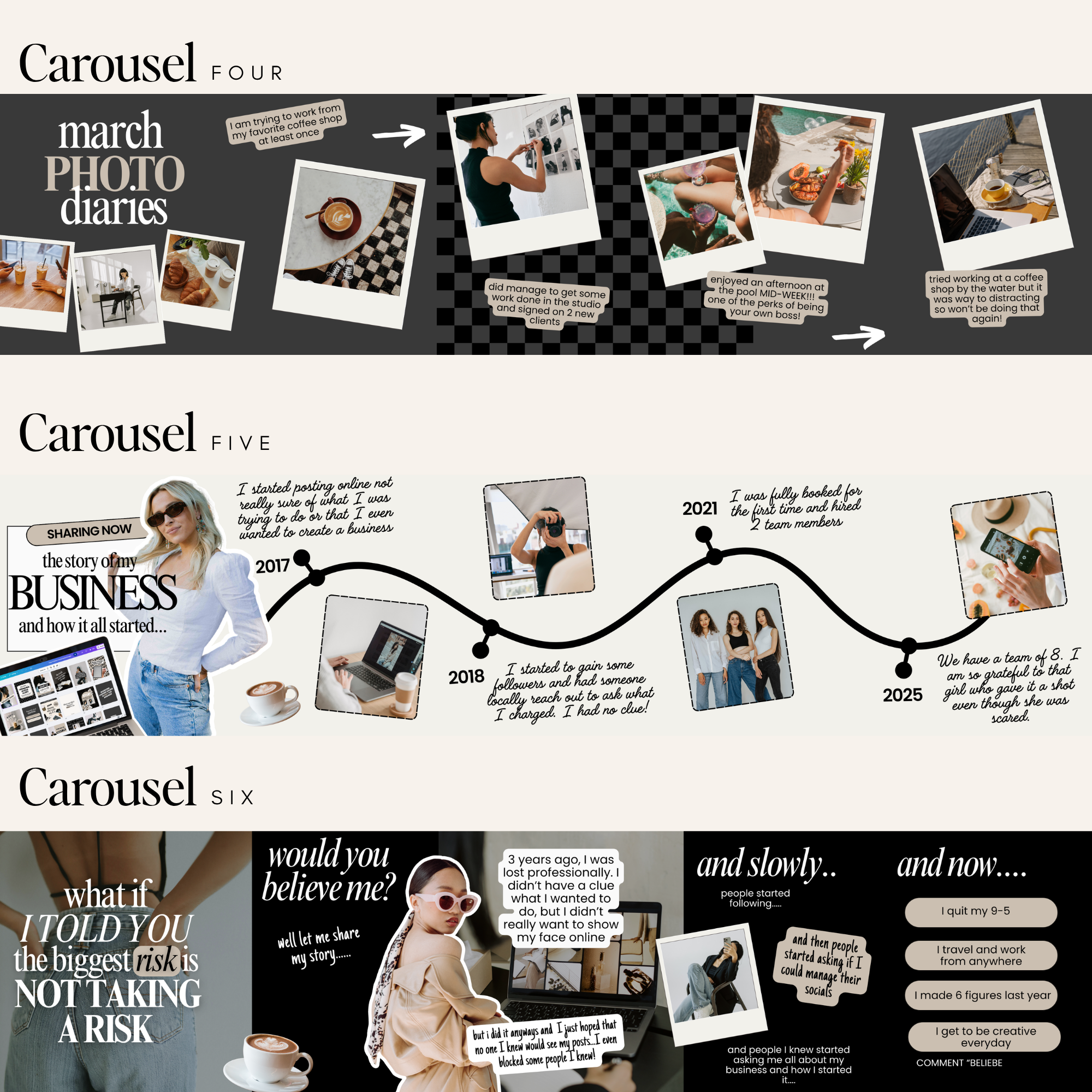 Seamless Instagram Carousel Templates VOL2 - Digital Product Elevate Her Studio