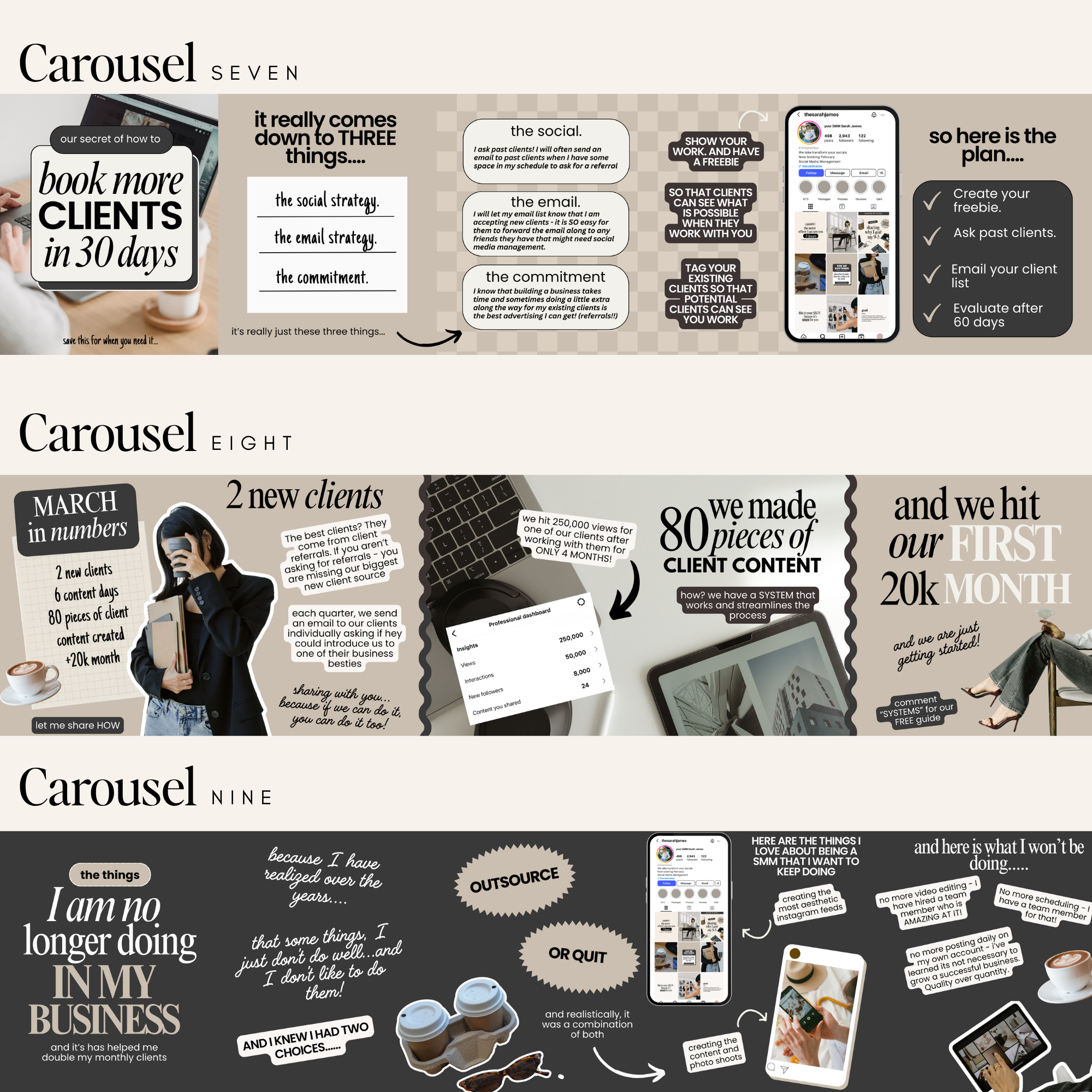 Seamless Instagram Carousel Templates VOL2 - Digital Product Elevate Her Studio